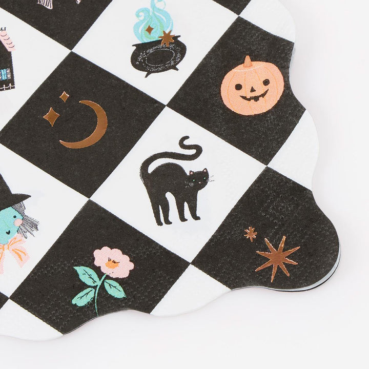 Patchwork Halloween Small Party Napkins x 16 | Meri Meri party napkins Patchwork Halloween Small Party Napkins x 16