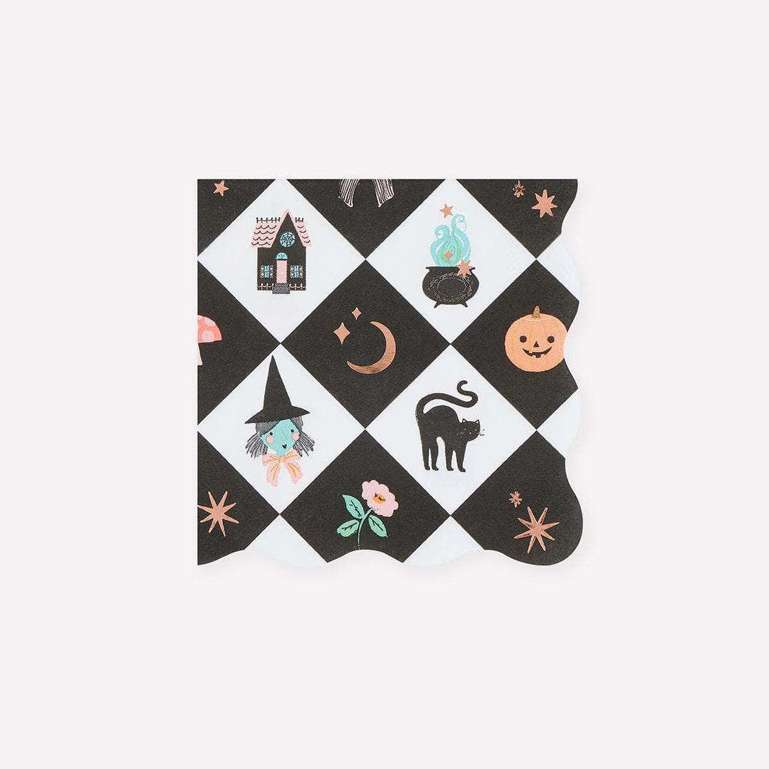 Patchwork Halloween Small Party Napkins x 16 | Meri Meri party napkins Patchwork Halloween Small Party Napkins x 16