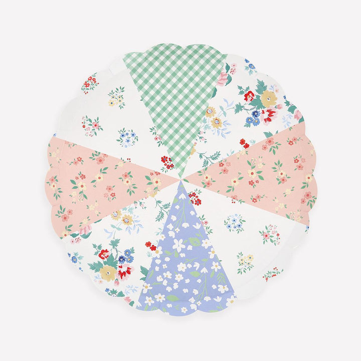 Patchwork Side Party Plates x 8 | Meri Meri party plates Patchwork Side Party Plates x 8