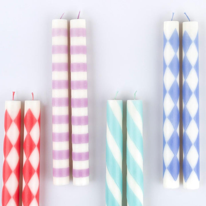 Patterned Table Candles x 12 | Meri Meri Candle Patterned Table Candles x 12