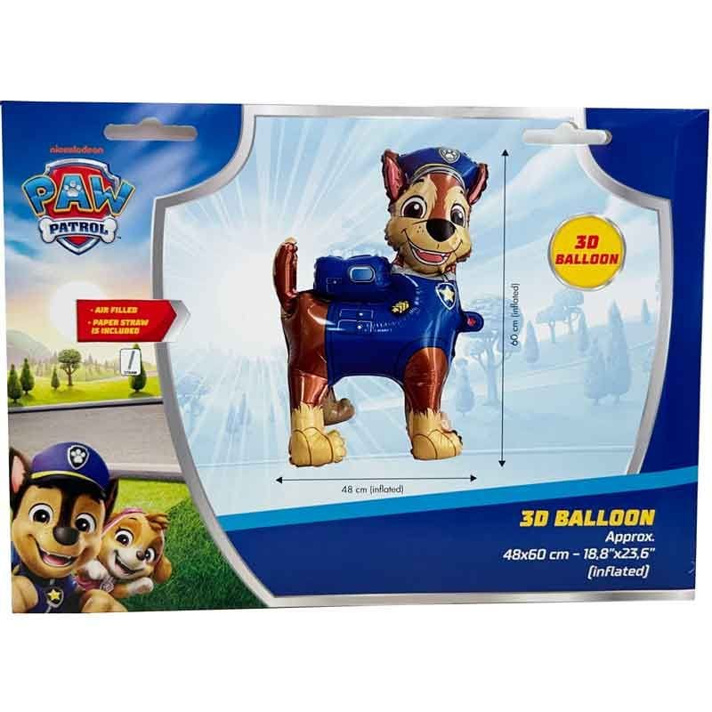 Paw Patrol Chase Standing Foil Balloon - Air Fill Foil Balloon Paw Patrol Chase Standing Foil Balloon