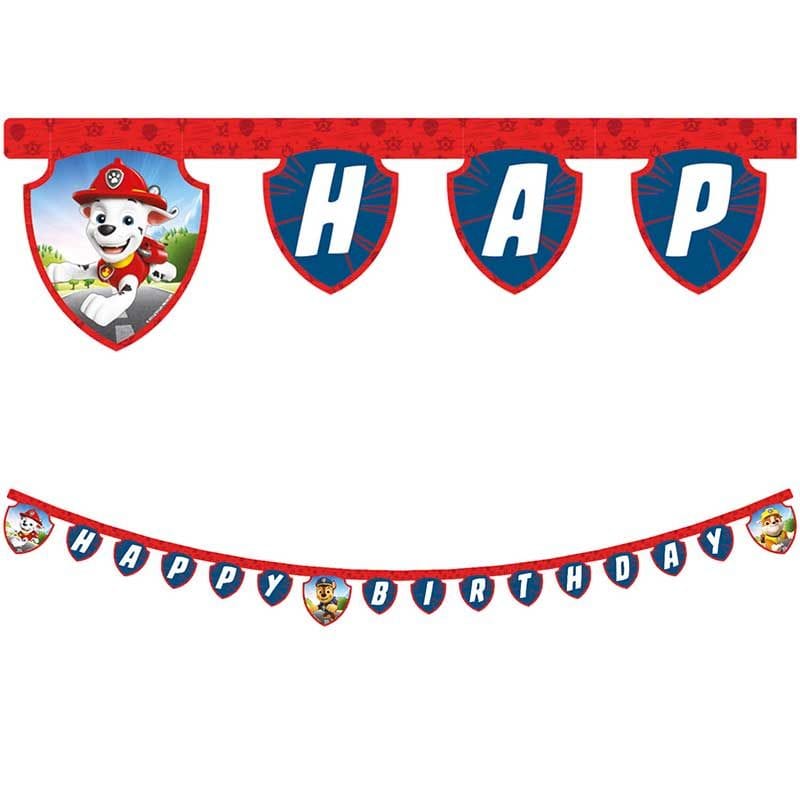 Paw Patrol Happy Birthday Banner - Rescue Heroes Bunting Paw Patrol Happy Birthday Banner