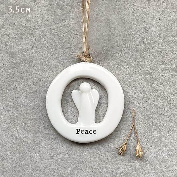 Peace Cut Out Porcelain Hanging Decoration | East of India Hanging Decoration East of India Cut Out Porcelain Hanging Decoration - Peace
