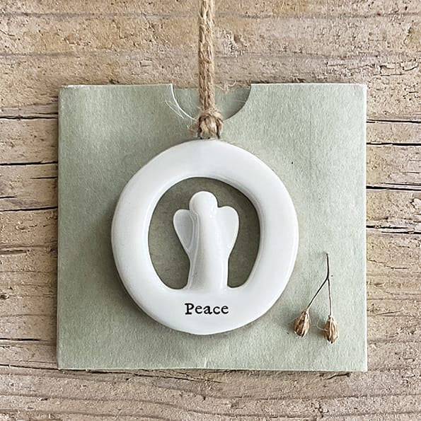 Peace Cut Out Porcelain Hanging Decoration | East of India Hanging Decoration East of India Cut Out Porcelain Hanging Decoration - Peace
