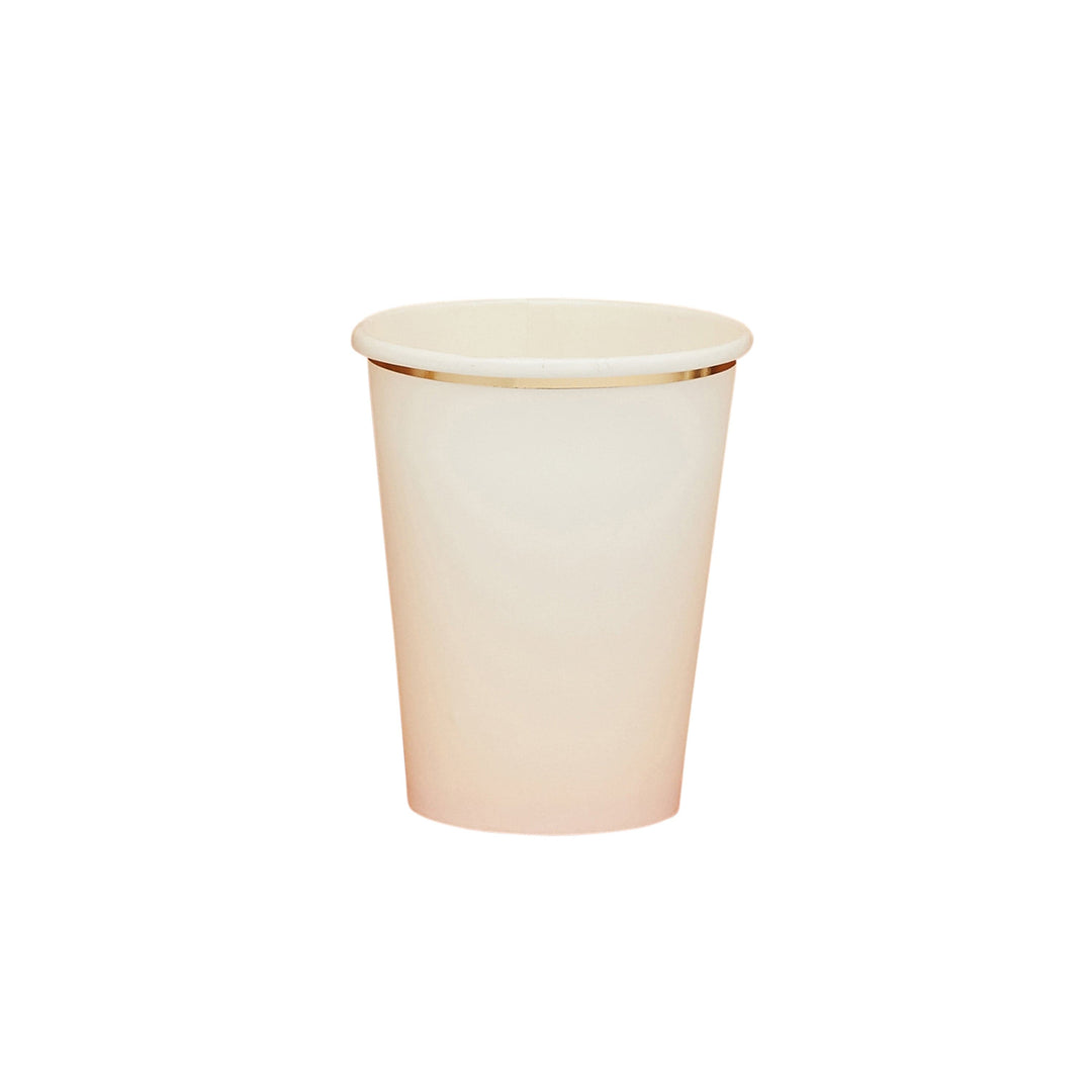 Peach &amp; Gold Ombre Paper Party Cups x 8 - Peach Party Supplies Disposable Cups Peach &amp; Gold Ombre Party Cups x 8