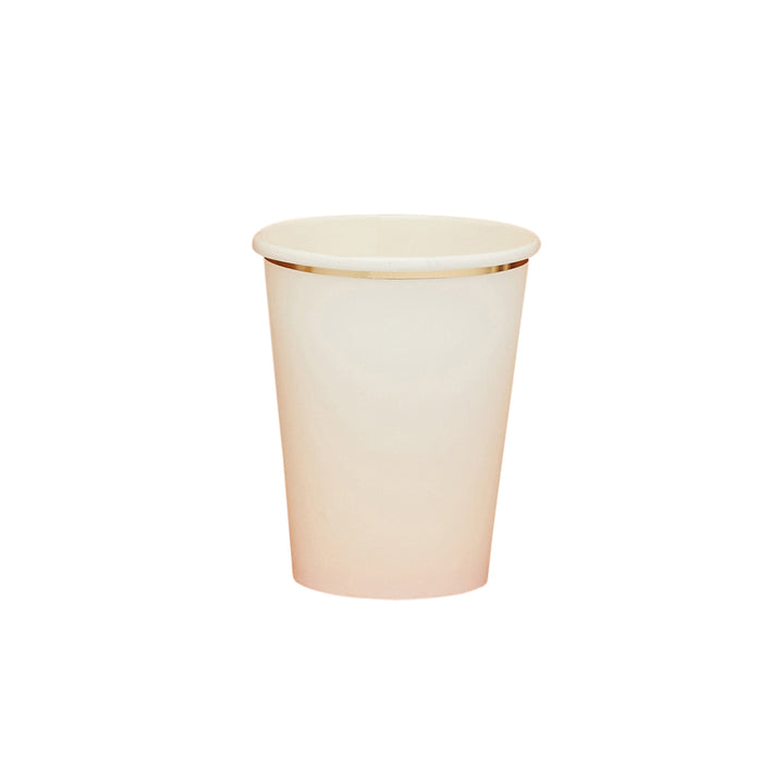 Peach &amp; Gold Ombre Paper Party Cups x 8 - Peach Party Supplies Disposable Cups Peach &amp; Gold Ombre Party Cups x 8
