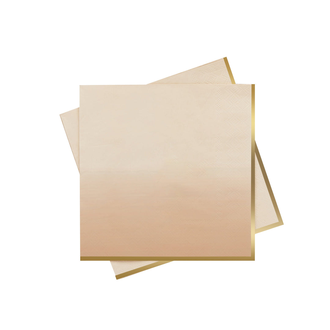 Peach &amp; Gold Ombre Paper Party Napkins x 8 - Peach Party Supplies Disposable Cups Peach &amp; Gold Ombre Party Napkins x 16