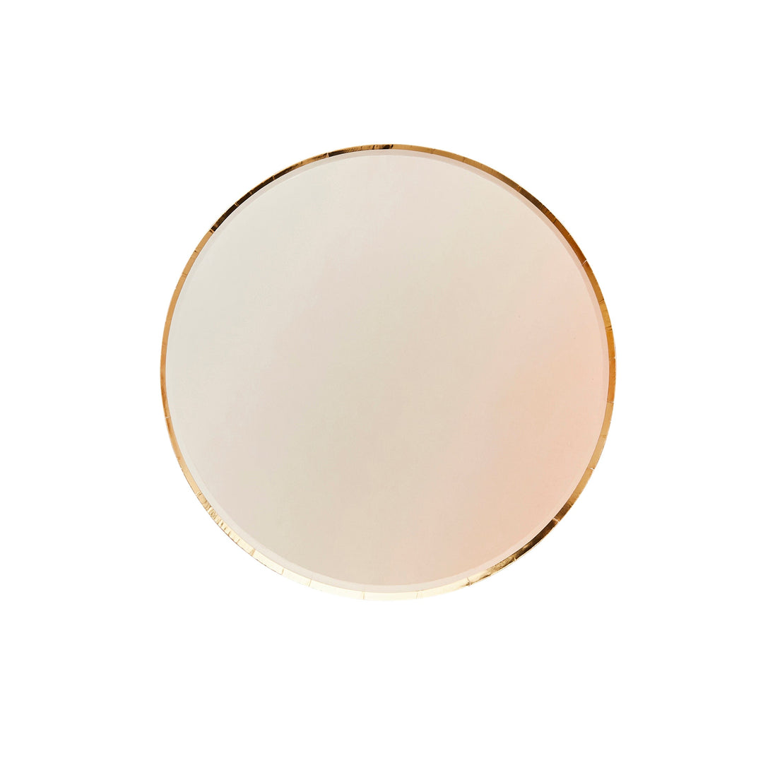 Peach & Gold Ombre Paper Party Plates x 8 - Peach Party Supplies Disposable Plates Peach & Gold Ombre Party Plates x 8