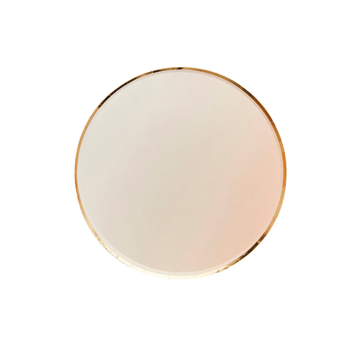 Peach &amp; Gold Ombre Paper Party Plates x 8 - Peach Party Supplies Disposable Plates Peach &amp; Gold Ombre Party Plates x 8