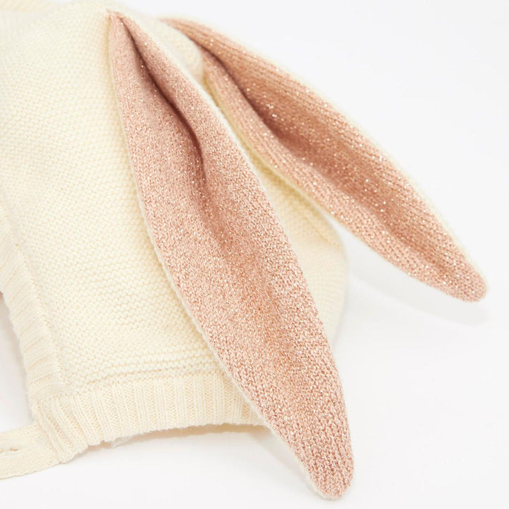 Peach Sparkle Bunny Baby Bonnet | Meri Meri Baby Gifts Peach Sparkle Bunny Baby Bonnet