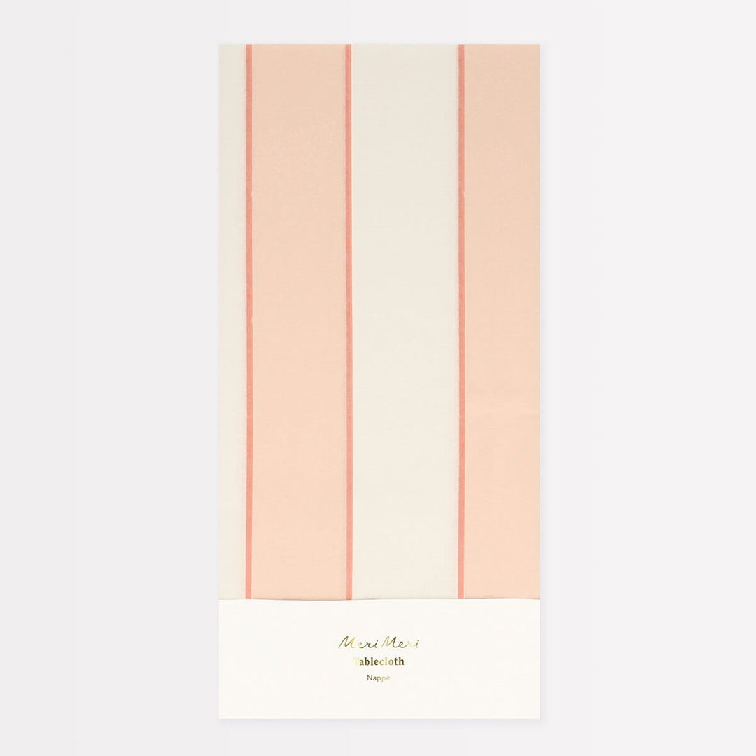 Peach Striped Paper Party Tablecloth | Meri Meri Tableware Peach Striped Paper Party Tablecloth