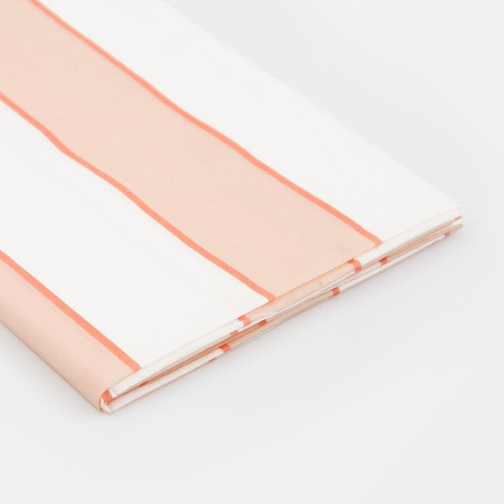 Peach Striped Paper Party Tablecloth | Meri Meri Tableware Peach Striped Paper Party Tablecloth