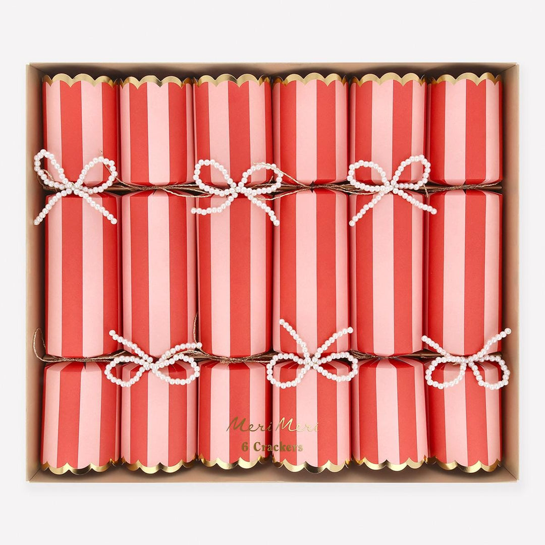 Pearl Bow Christmas Crackers x 6 | Meri Meri christmas crackers Pearl Bow Christmas Crackers x 6
