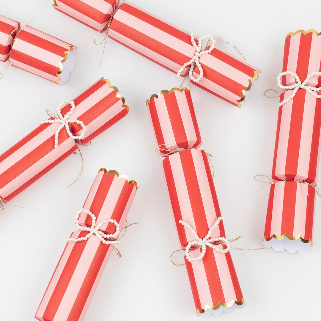 Pearl Bow Christmas Crackers x 6 | Meri Meri christmas crackers Pearl Bow Christmas Crackers x 6