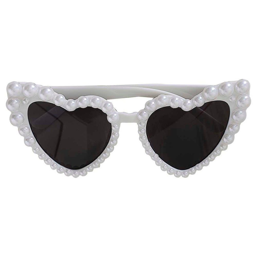 fancy dress Pearl Embellished Heart Shaped 'Bride' Sunglasses