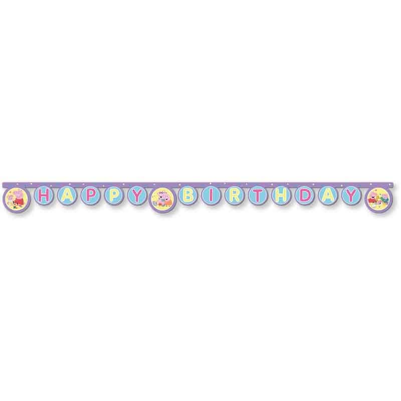 Peppa Pig Happy Birthday Banner - Made With Love Bunting Peppa Pig Happy Birthday Banner