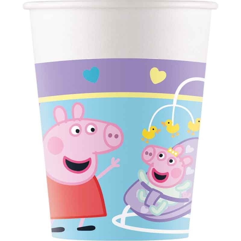 Peppa Pig Party Cups x 8 - Made With Love Paper Cups Disposable Cups Peppa Pig Party Paper Cups x 8