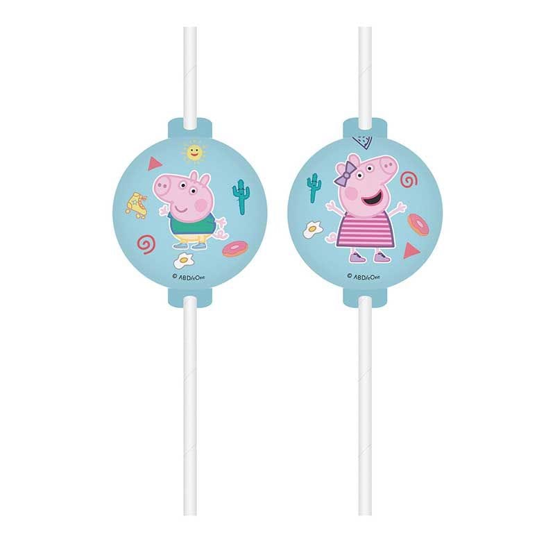 Peppa Pig Party Drinking Straws x 4 Drinking Straws & Stirrers Peppa Pig Party Drinking Straws x 4