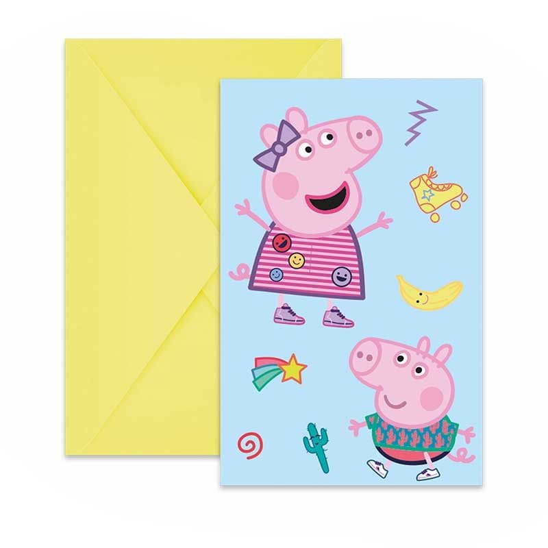 Peppa Pig Party Invitations x 6 Invitations Peppa Pig Party Invitations x 6