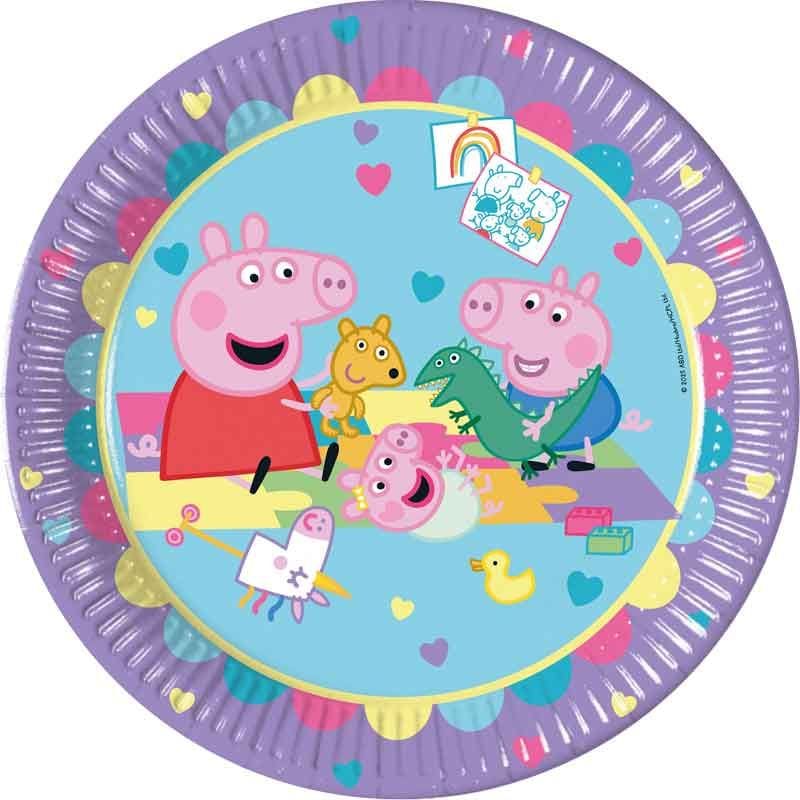 Peppa Pig Party Plates x 8 - Made With Love 23cm Disposable Plates Peppa Pig Party Paper Plates x 8 (23cm)
