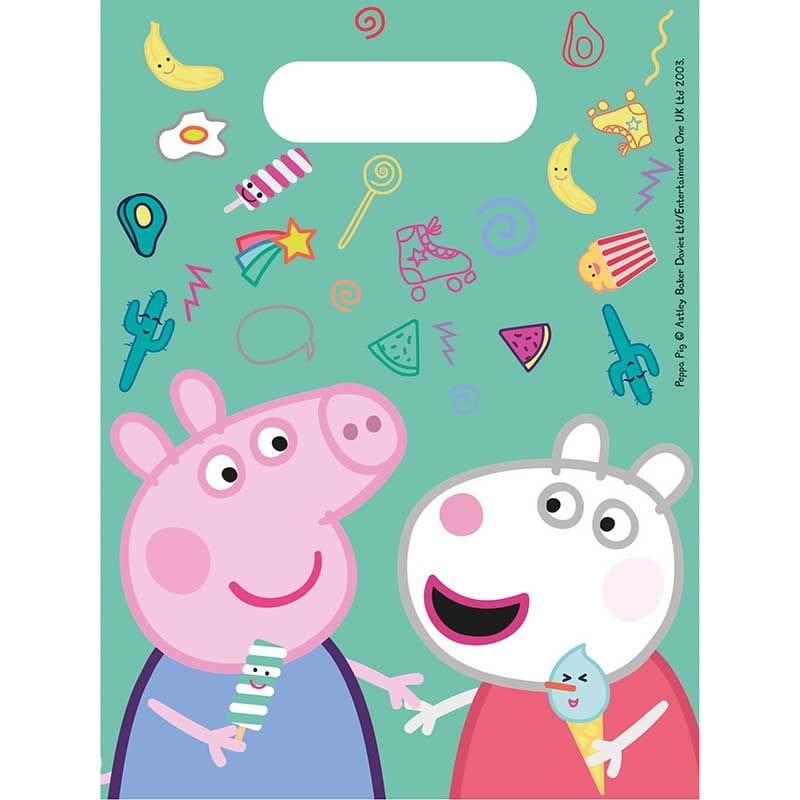 Peppa Pig Plastic Party Bags x 6 party bags Peppa Pig Plastic Party Bags x 6