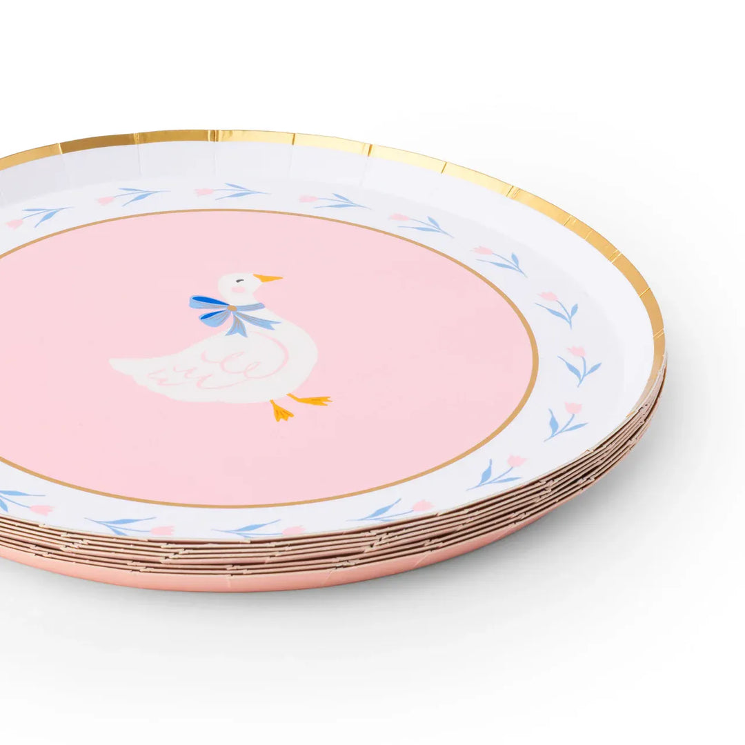 Petal Pink Sweet Goose Small Party Plates x 8 Disposable Plates Petal Pink Sweet Goose Small Party Plates x 8