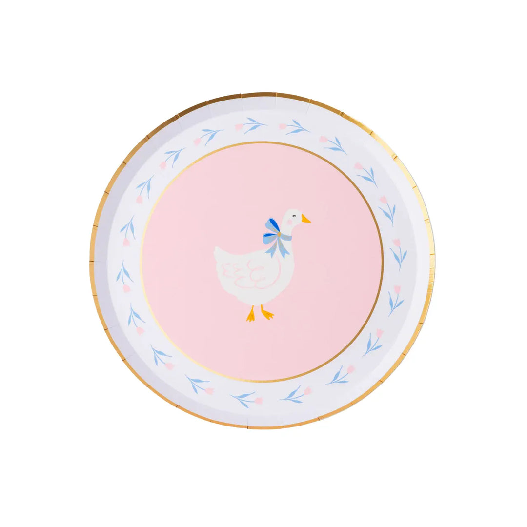 Petal Pink Sweet Goose Small Party Plates x 8 Disposable Plates Petal Pink Sweet Goose Small Party Plates x 8