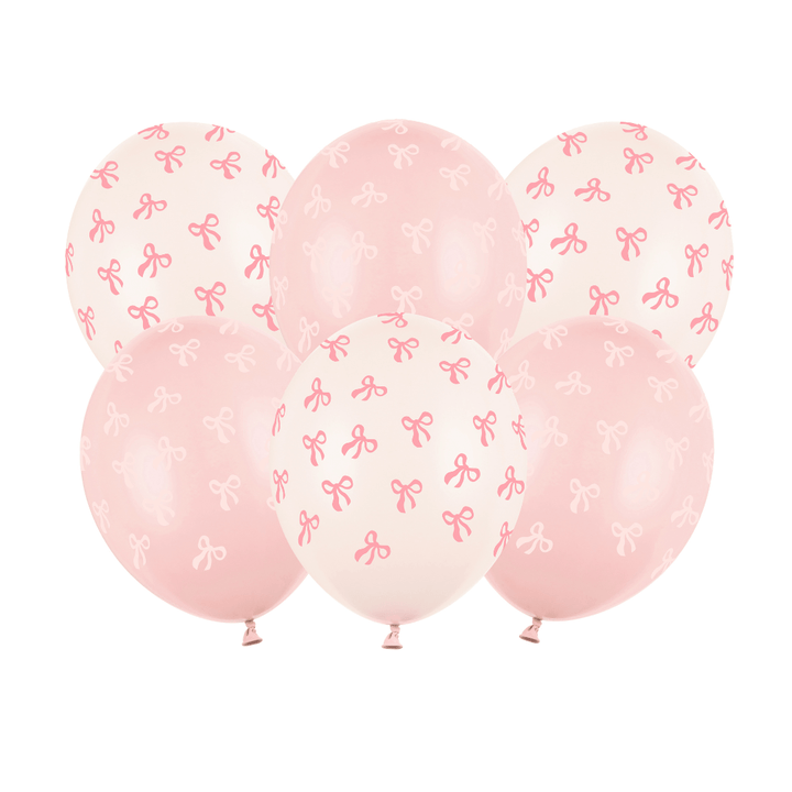 Pink Bow Latex Balloons x 6 - Pink Bow Party Decorations Balloons Pink Bow Latex Balloons x 6