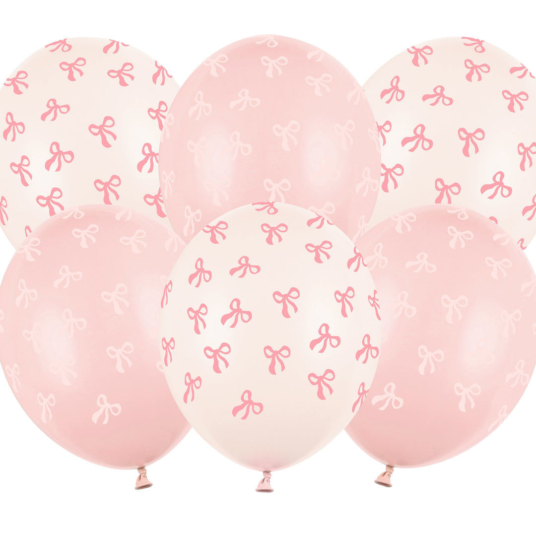 Pink Bow Latex Balloons x 6 - Pink Bow Party Decorations Balloons Pink Bow Latex Balloons x 6
