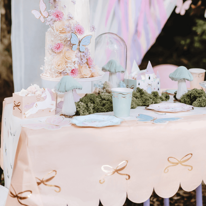 Pink Bow Paper Party Tablecloth table cover Pink Bow Party Paper Tablecloth