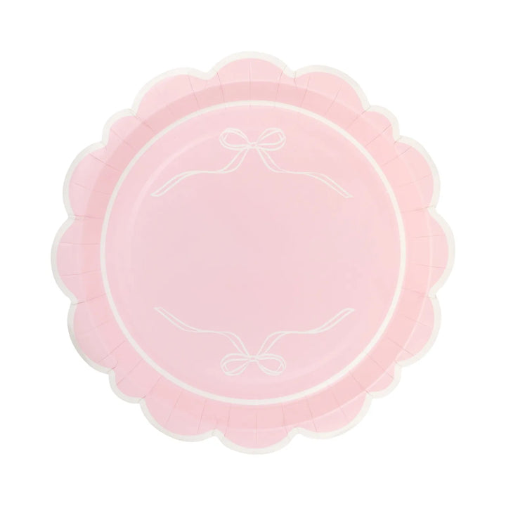 Pink Bows Large Scallop Party Plates x 8 - My Mind&