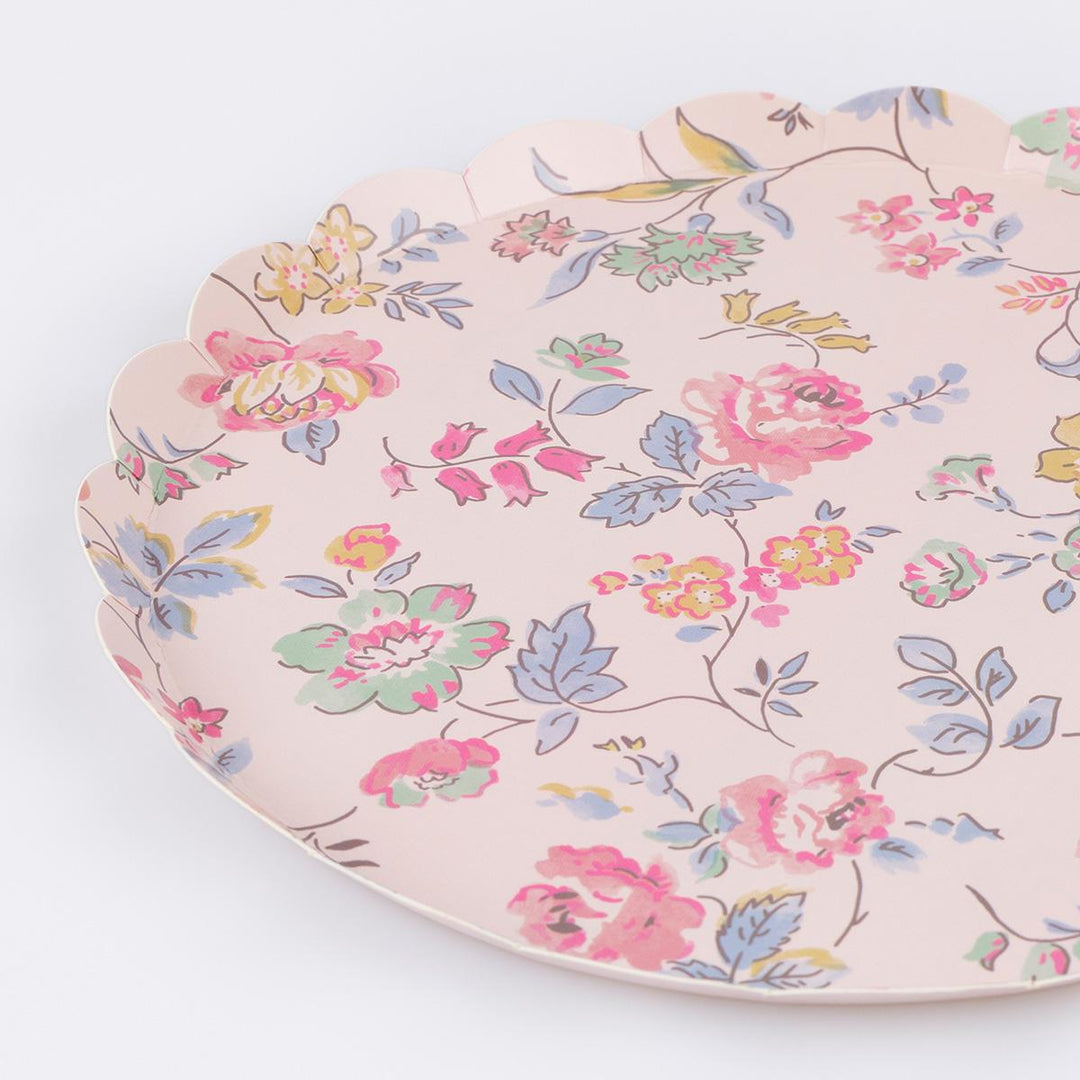 Pink Chintz Side Party Plates x 8 | Meri Meri party plates Pink Chintz Side Party Plates x 8