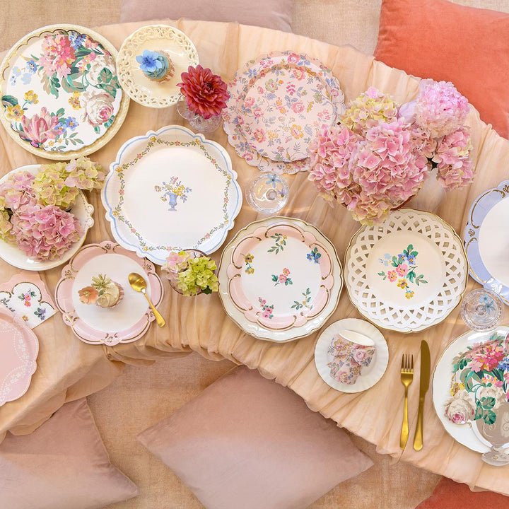Pink Chintz Side Party Plates x 8 | Meri Meri party plates Pink Chintz Side Party Plates x 8