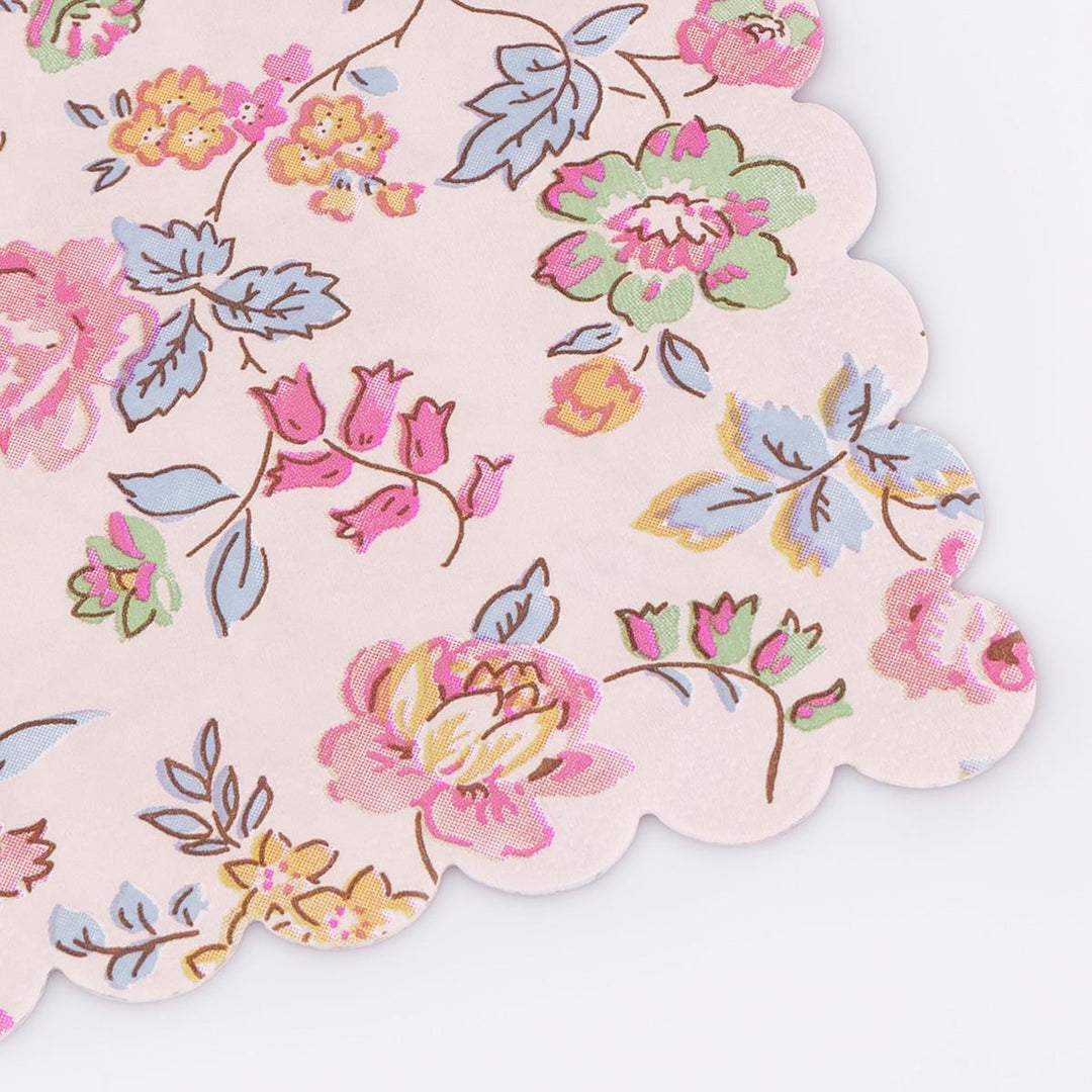 Pink Chintz Small Party Napkins x 16 | Meri Meri party napkins Pink Chintz Small Party Napkins x 16