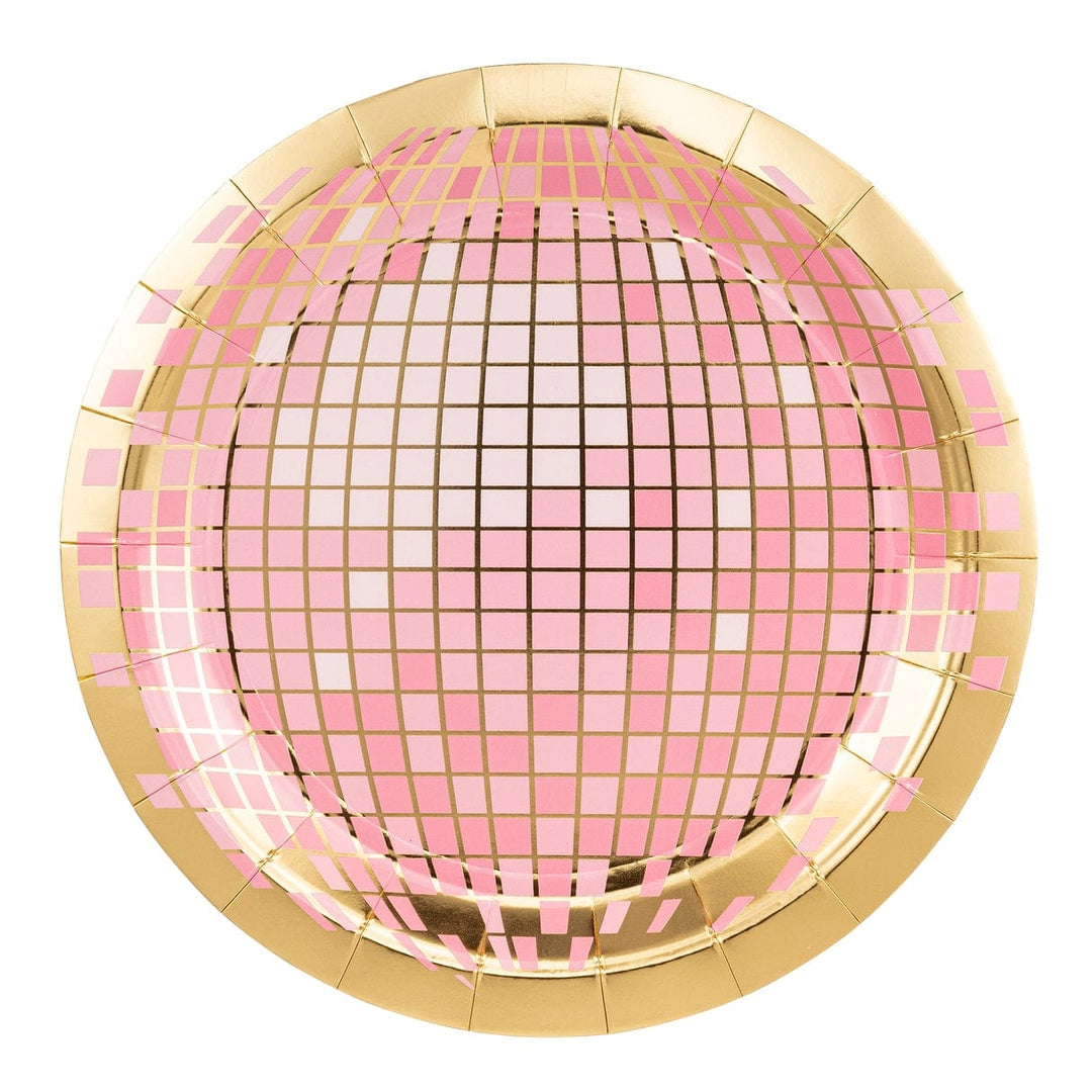 Pink Disco Ball Paper Plates (Set of 8) - My Mind's Eye  Disposable Plates Pink Disco Ball Paper Plates (Set of 8)
