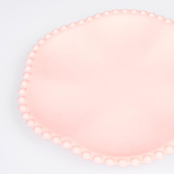 Pink Dot Edged Flower Compostable Dinner Party Plates x 8 | Meri Meri party plates Pink Dot Edged Flower Compostable Dinner Party Plates x 8