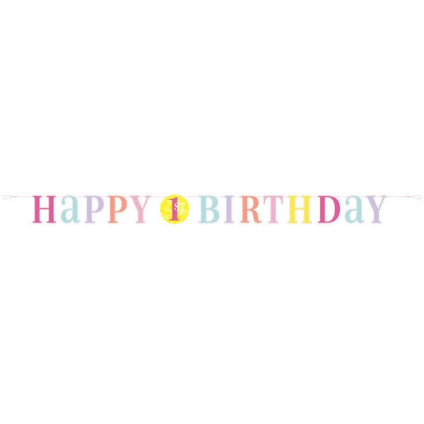Bunting Pink Dots 1st Birthday Banner Decoration