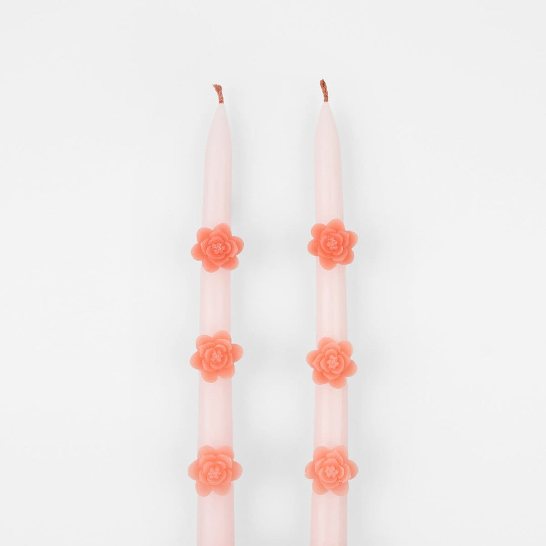 Pink Flower Taper Candles x 2 | Meri Meri Candle Pink Flower Taper Candles x 2