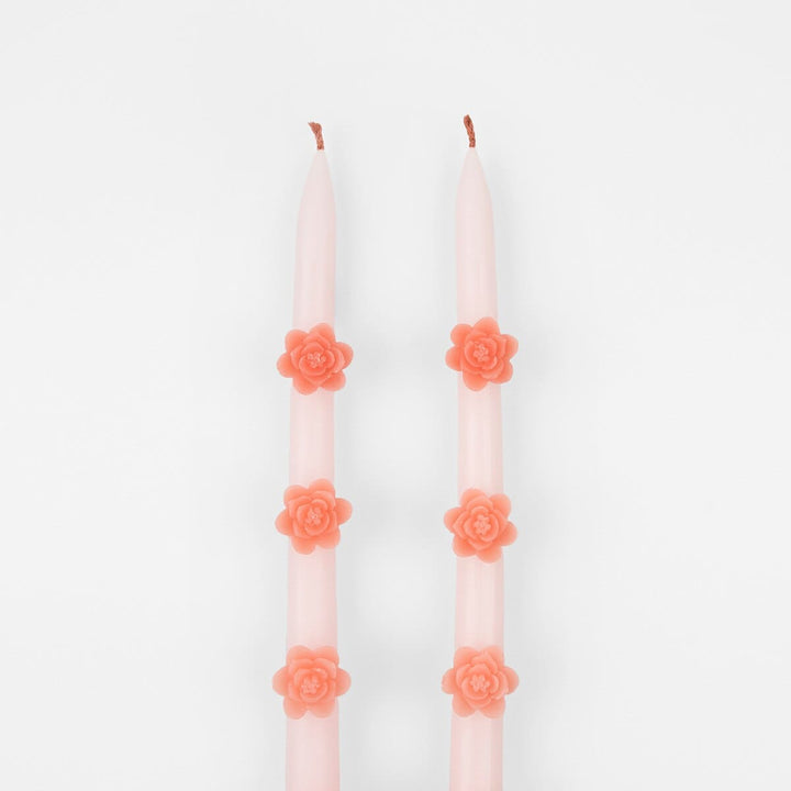 Pink Flower Taper Candles x 2 | Meri Meri Candle Pink Flower Taper Candles x 2
