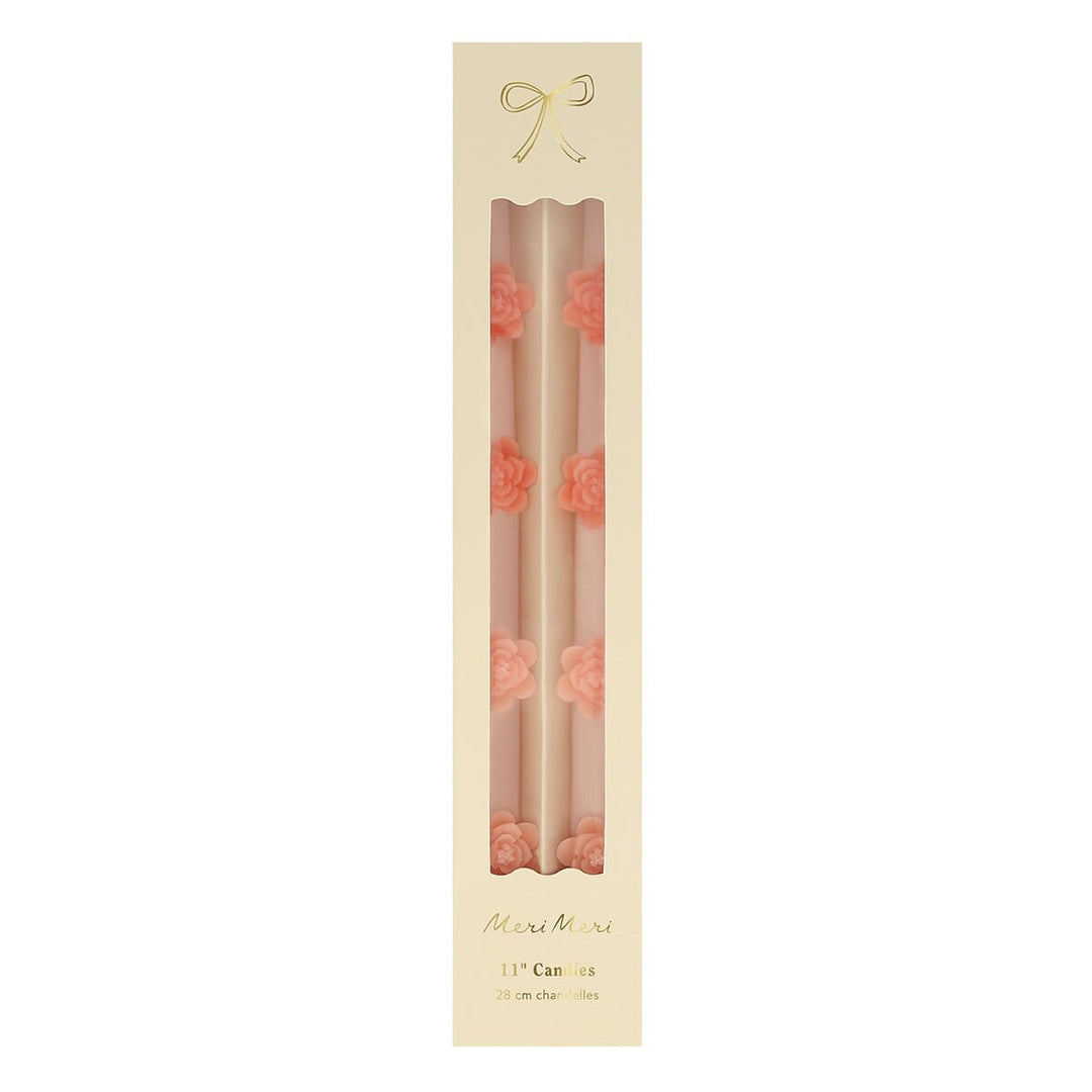 Pink Flower Taper Candles x 2 | Meri Meri Candle Pink Flower Taper Candles x 2