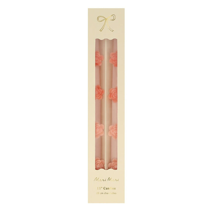 Pink Flower Taper Candles x 2 | Meri Meri Candle Pink Flower Taper Candles x 2