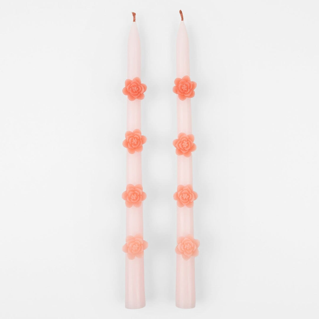 Pink Flower Taper Candles x 2 | Meri Meri Candle Pink Flower Taper Candles x 2