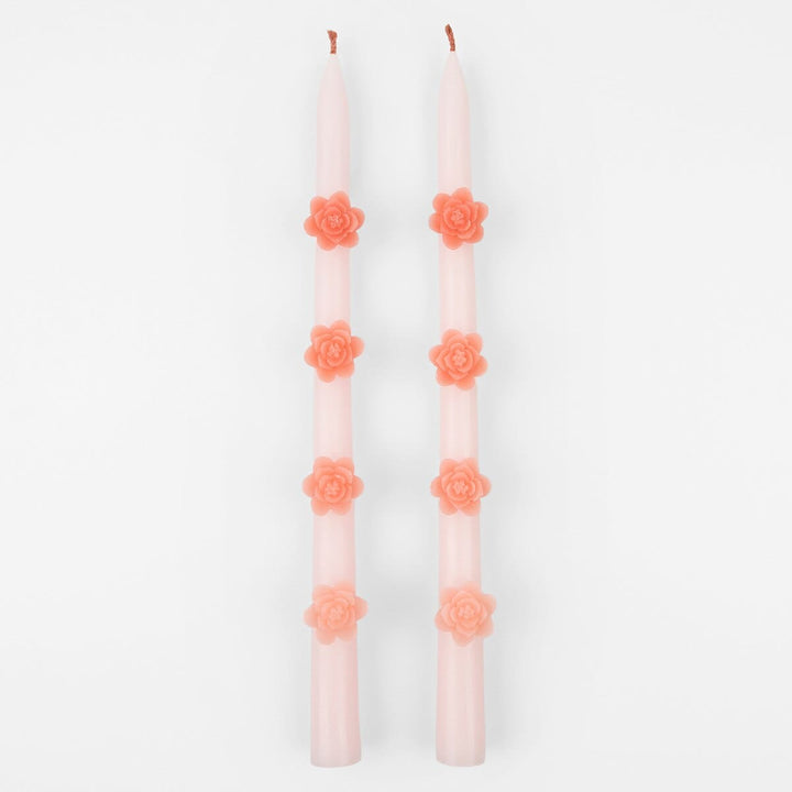 Pink Flower Taper Candles x 2 | Meri Meri Candle Pink Flower Taper Candles x 2