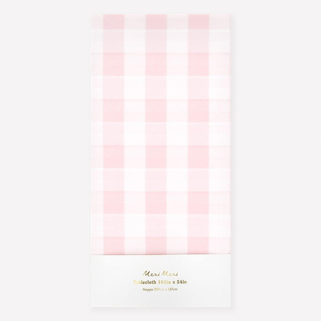 Pink Gingham Paper Party Tablecloth | Meri Meri table cover Pink Gingham Paper Party Tablecloth