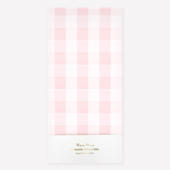 Pink Gingham Paper Party Tablecloth | Meri Meri table cover Pink Gingham Paper Party Tablecloth
