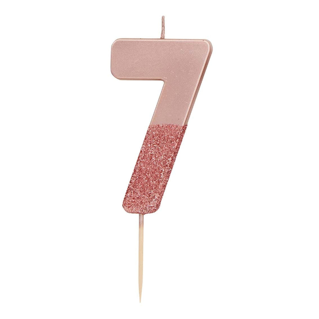 Birthday Candles Pink Glitter Number 7 Candle
