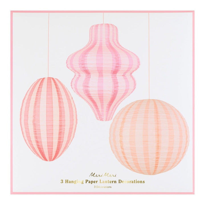 Pink Hanging Party Lanterns x 3 - Meri Meri Pink Party UK Party Decorations Pink Hanging Party Lanterns x 3