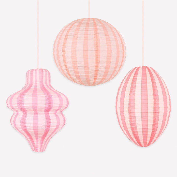 Pink Hanging Party Lanterns x 3 - Meri Meri Pink Party UK Party Decorations Pink Hanging Party Lanterns x 3