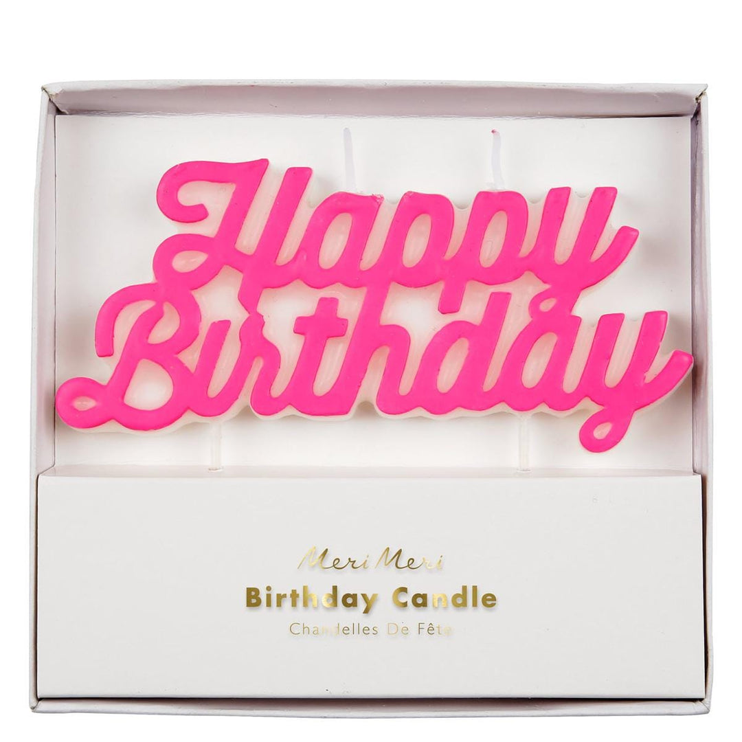 Pink Happy Birthday Cake Candle | Meri Meri Birthday Party Birthday Candles Pink Happy Birthday Cake Candle