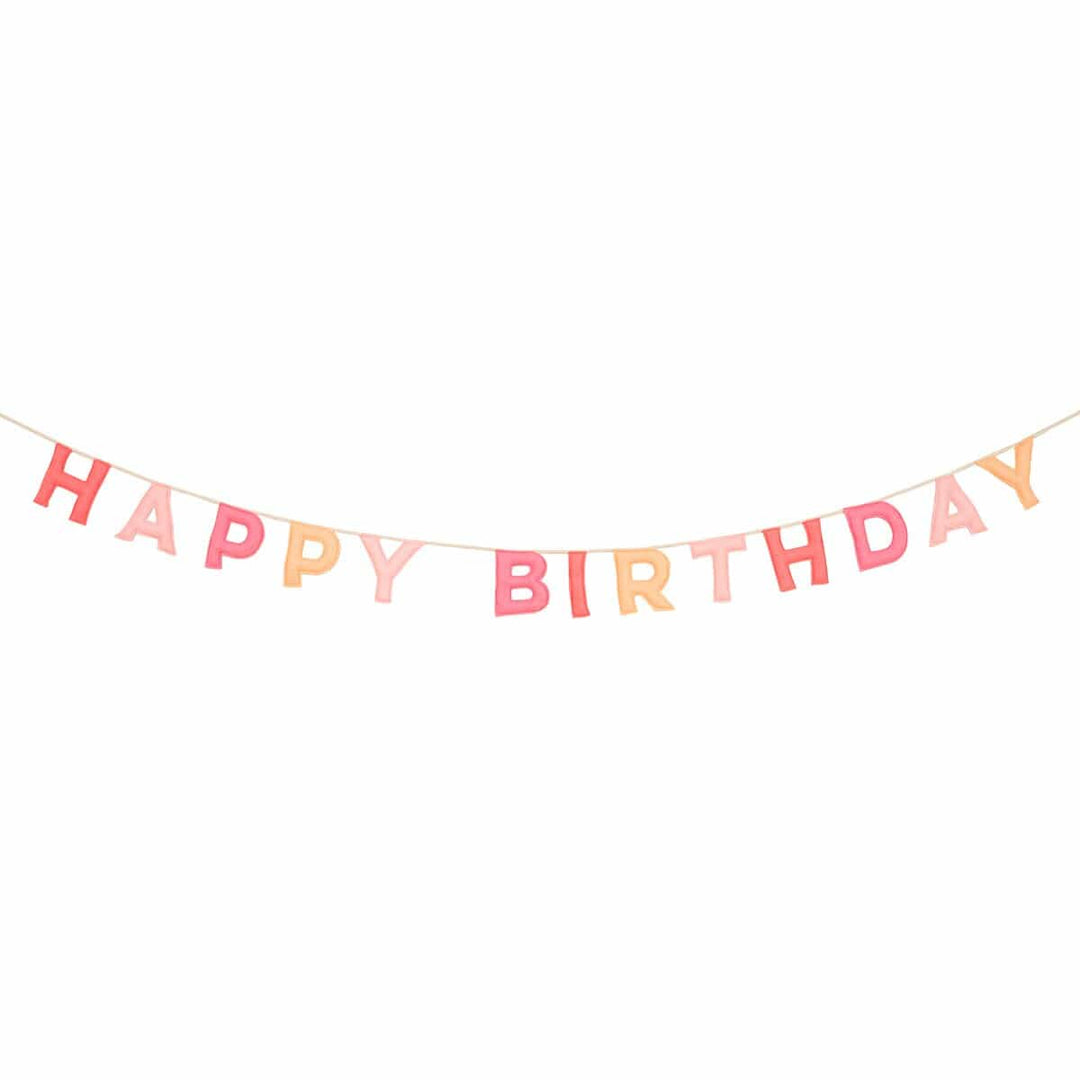 Pink Happy Birthday Felt Party Garland | Meri Meri Bunting Pink Happy Birthday Felt Party Garland